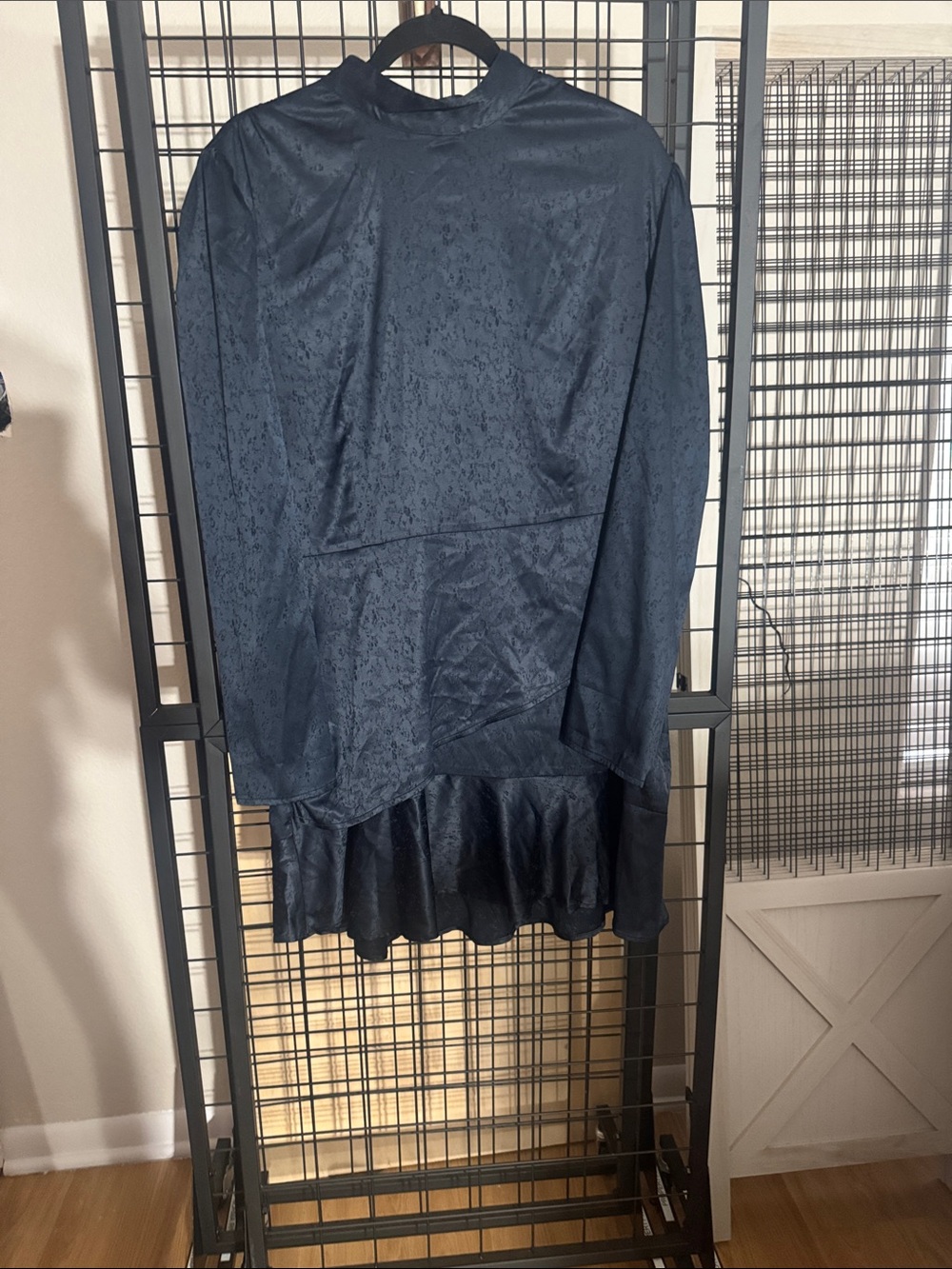 Old Navy Black Satin-Effect Ruffle-Hem Midi Skirt
